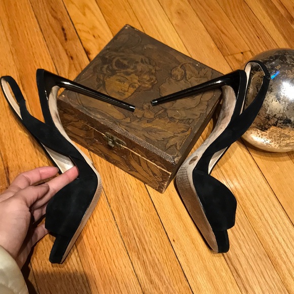 Runaway D’orsay Slingback Heels Sandals Slingback Suede Pep toe Stilettos Pumps - Picture 2 of 6